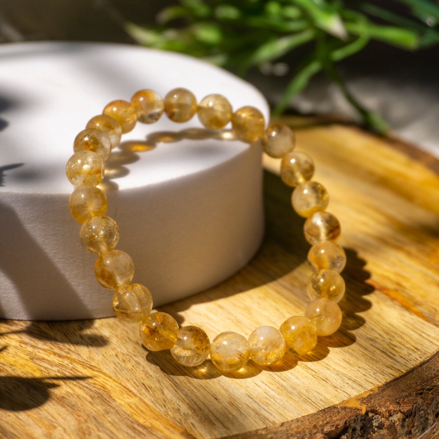 Citrine Crystal and Stone Bead Bracelet Jewellery 8mm