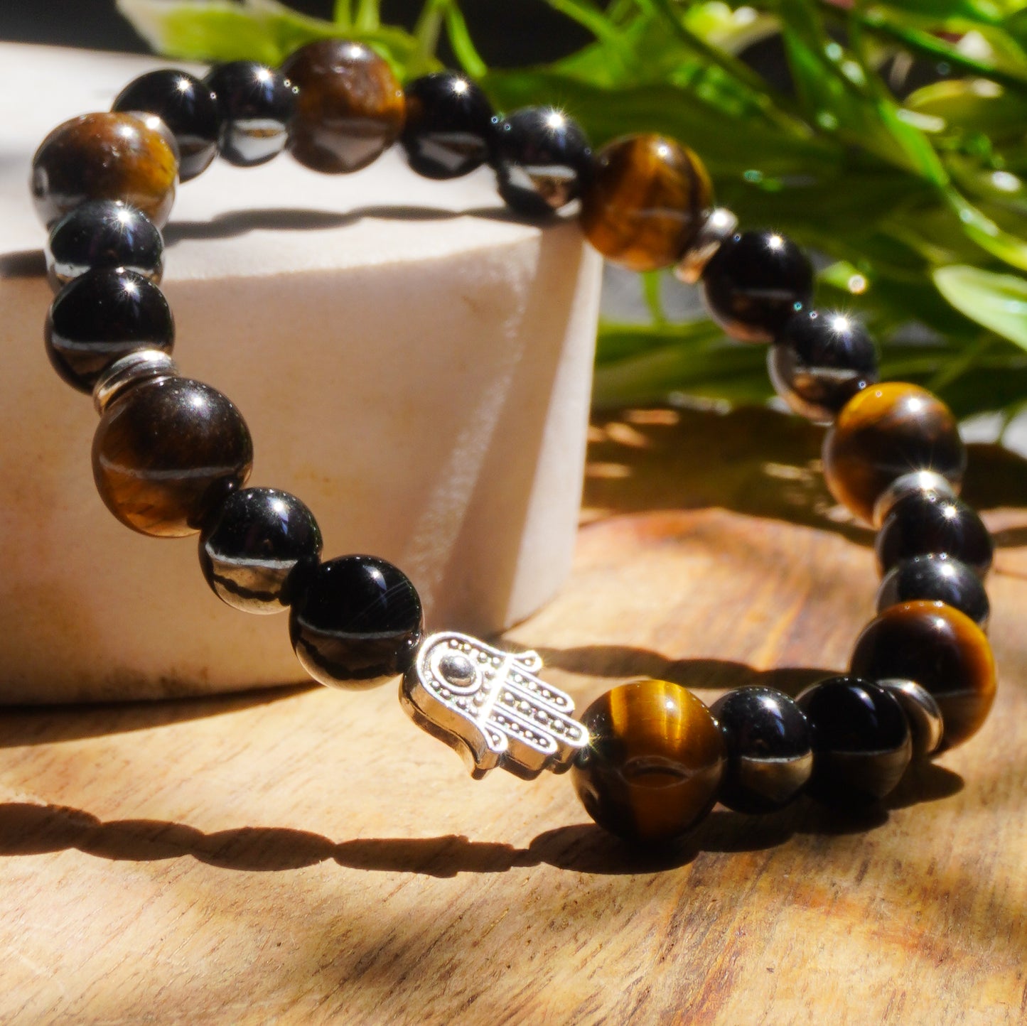 The Oracle Of Strength,Power And Expansion Intention Fancy Bracelet(Tiger's eye Crystal,Hematite Crystal,Black Onyx Crystal)