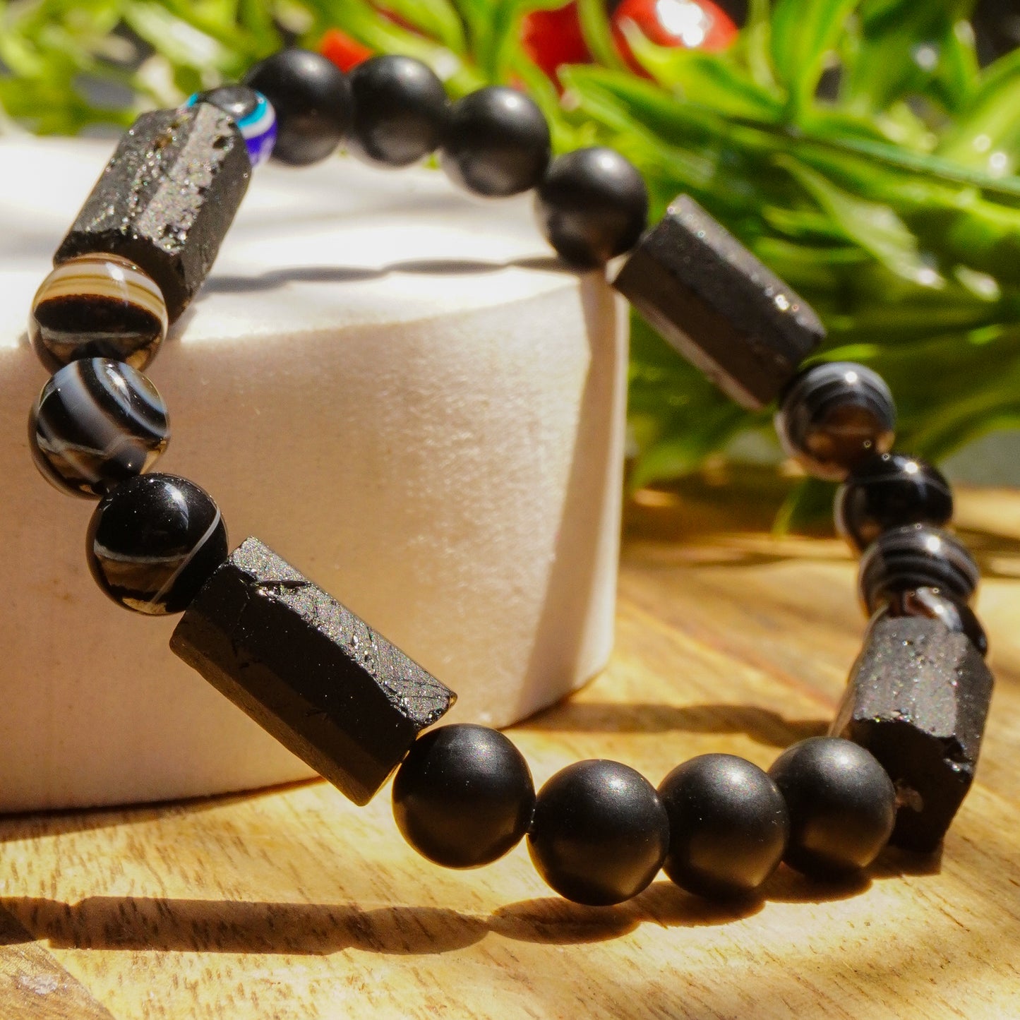 The Fiercely Protected One Intention Bracelet - (Sulemani Hakik Crystal,Shungite Crystal,Black Tourmaline Crystal)