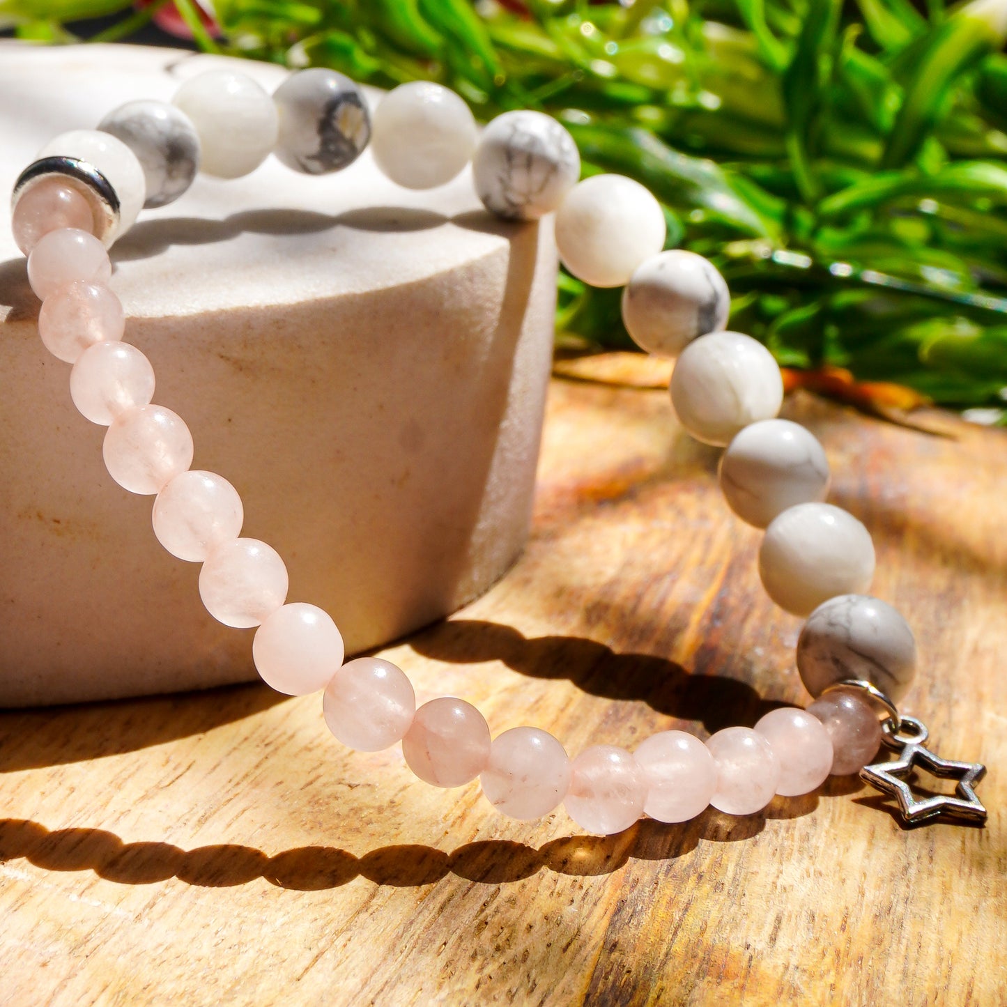 The Priestess And Her Secrets Intention Fancy Bracelet(Rose Quartz Crystal,Howlite Crystal,Selenite Crystal)