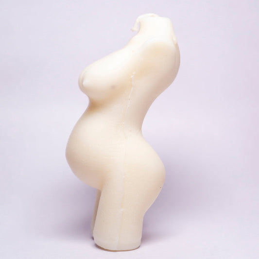 Realistic Female Torso Pregnant Figure Candle White