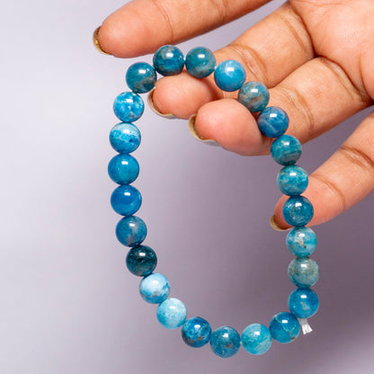 Blue Apatite Bracelet Crystal And Stone Bead Bracelet Jewellery 8 mm