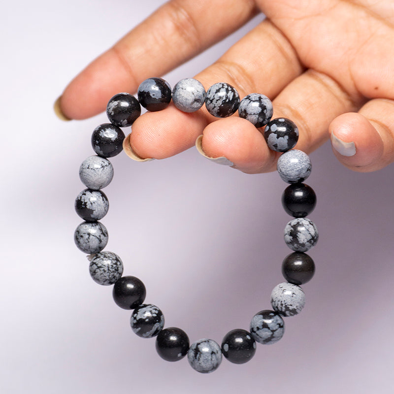 Snowflake Obsidian Bracelet Crystal And Stone Bead Bracelet Jewellery 8 mm