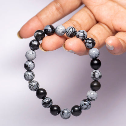 Snowflake Obsidian Bracelet Crystal And Stone Bead Bracelet Jewellery 8 mm