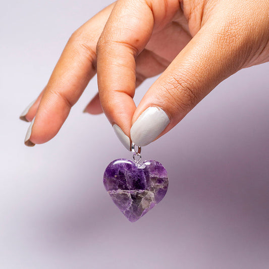 Amethyst Pendant Crystal And Stone Necklace Heart Shaped Pendant Jewellery