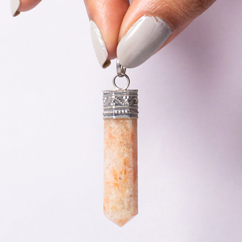 Sunstone Pendant Crystal And Stone Necklace Point Pendant Jewellery