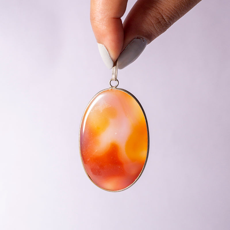 Carnelian Onyx Crystal And Stone Necklace Oval Pendant Jewellery