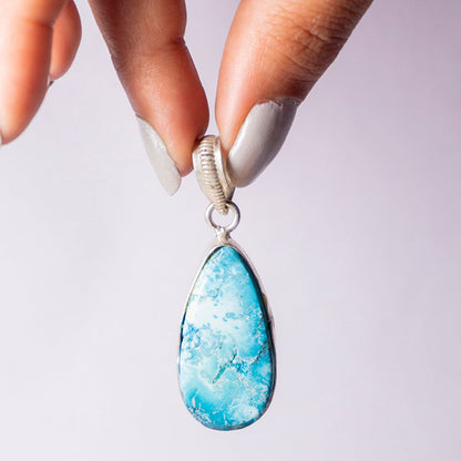 Turquoise Synthetic Crystal And Stone Necklace Teardrop Pendant Jewellery