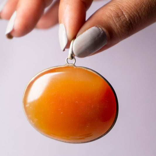 Carnelian Onyx Crystal And Stone Necklace Oval Pendant Jewellery