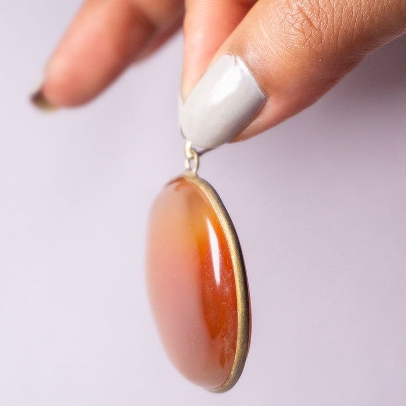 Carnelian Onyx Crystal And Stone Necklace Oval Pendant Jewellery