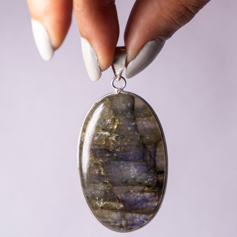 Labradorite Crystal And Stone Necklace Oval Pendant Jewellery