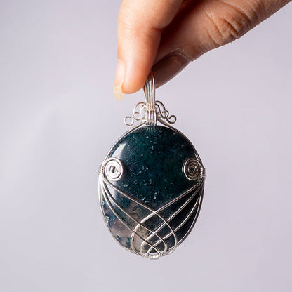 Moss Agate Crystal And Stone Necklace Pendant Jewellery