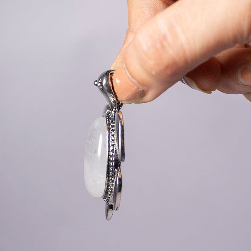 Clear Quartz Crystal And Stone Necklace Turtle Pendant Jewellery