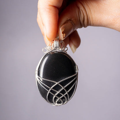 Black Onyx Crystal And Stone Necklace Oval Pendant Jewellery