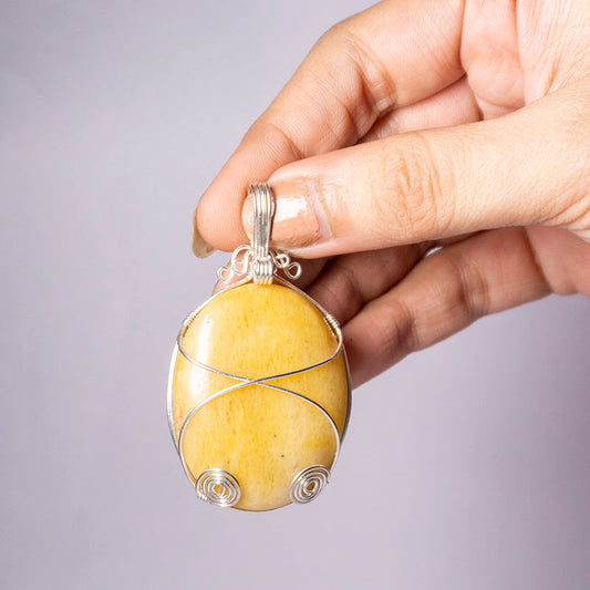 Yellow Aventurine Crystal And Stone Necklace Oval Pendant Jewellery