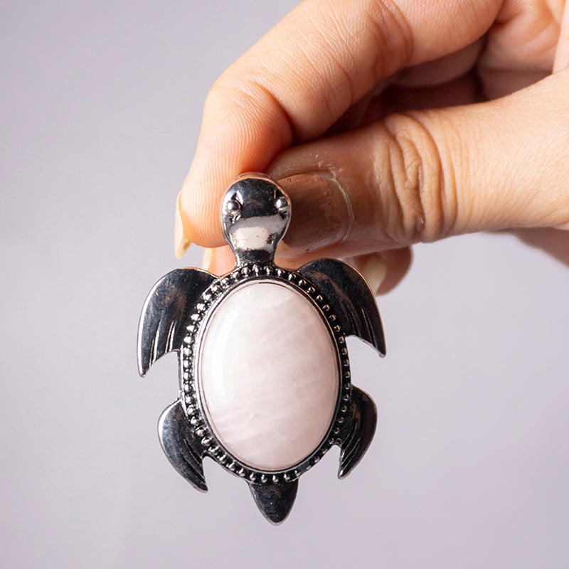 Rose Quartz Crystal And Stone Necklace Turtle Pendant Jewellery