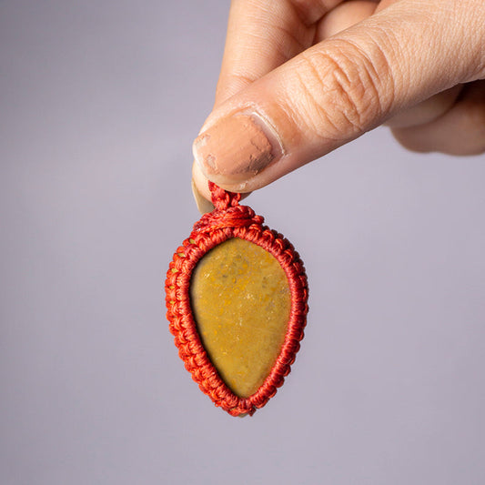 Yellow Jasper Crystal And Stone Necklace Crochet Pendant Jewellery