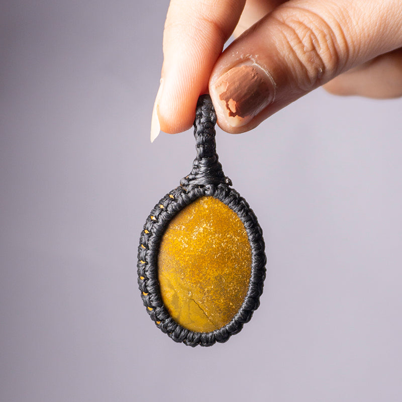 Real Yellow Jasper Crystal And Stone Necklace Crochet Pendant Jewellery