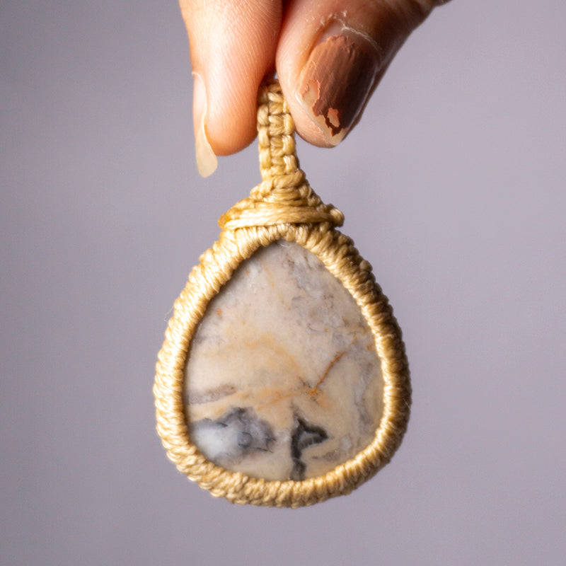 Indian Agate Crystal And Stone Necklace Crochet Pendant Jewellery