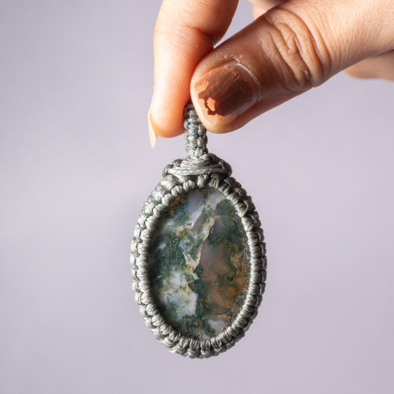 Tree Agate Crystal And Stone Necklace Crochet Pendant Jewellery