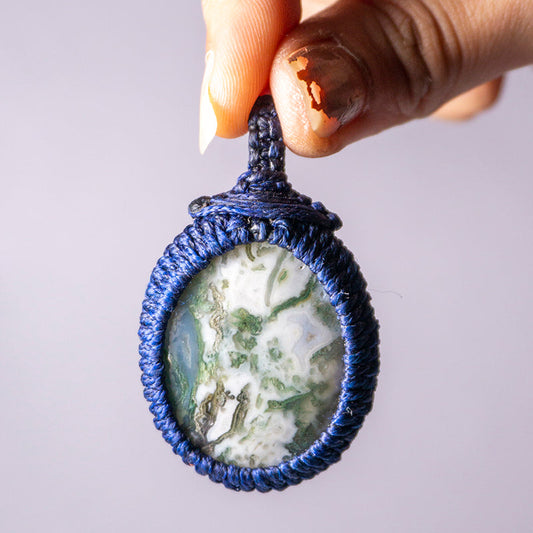 Tree Agate Crystal And Stone Necklace Crochet Pendant Jewellery