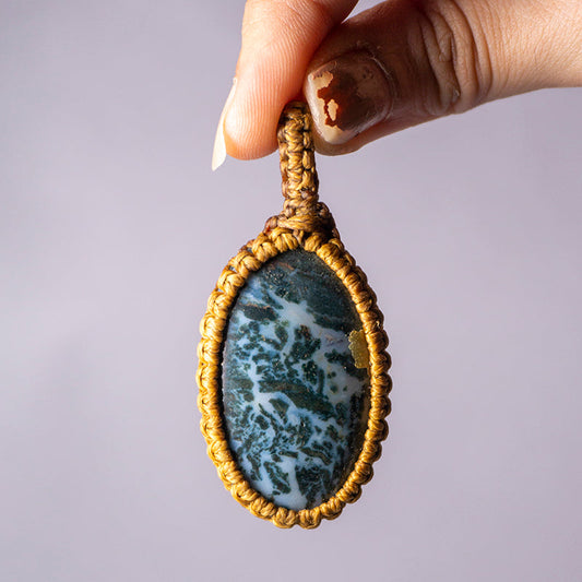 Tree Agate Crystal And Stone Necklace Crochet Pendant Jewellery