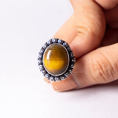 Tiger'S Eye Crystal And Stone Ring Jewellery