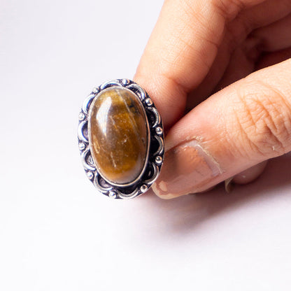 Tiger'S Eye Crystal And Stone Ring Jewellery