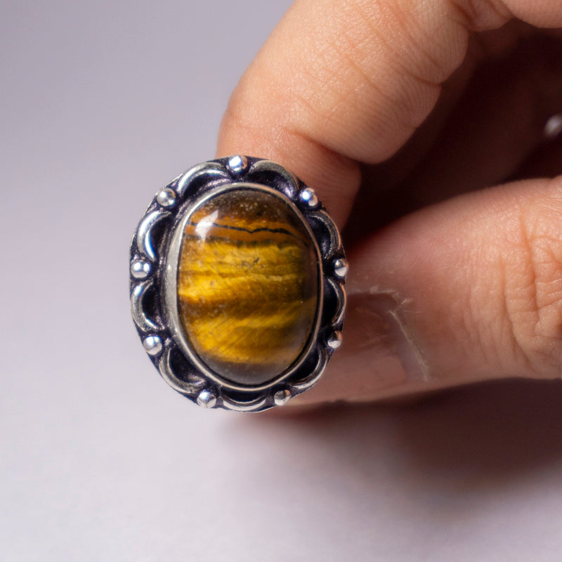 Tiger'S Eye Crystal And Stone Ring Jewellery