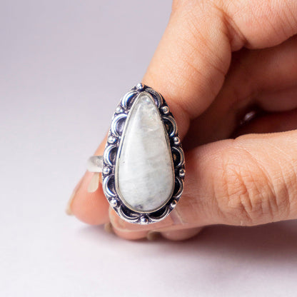 Rainbow Moonstone Crystal And Stone Ring Jewellery