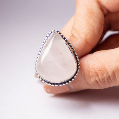 Rose Quartz Crystal And Stone Ring Jewellery