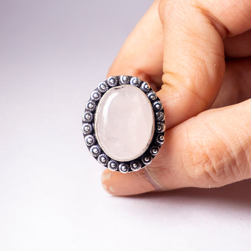 Rose Quartz Crystal And Stone Ring Jewellery