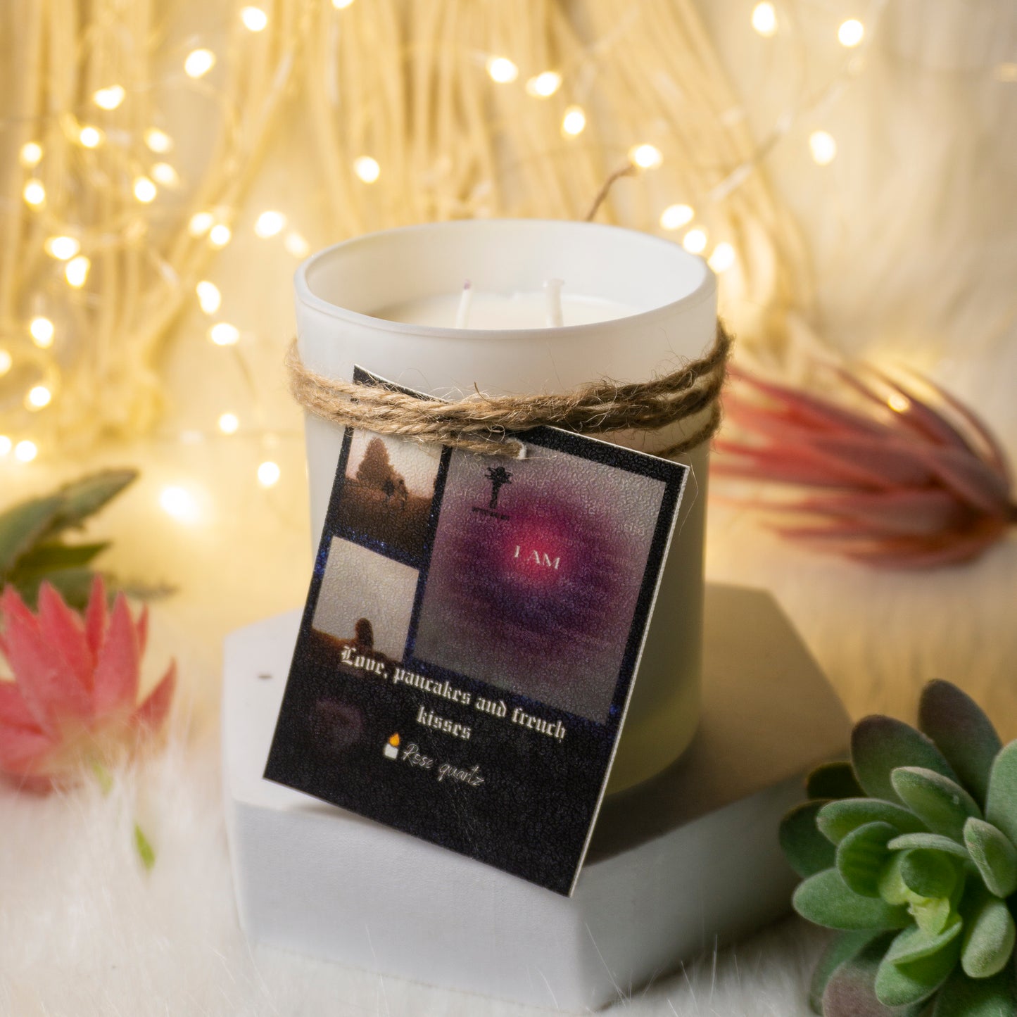 intention Candle Infused with the Healing and Loving Rose Quartz.withs scents of candy dream