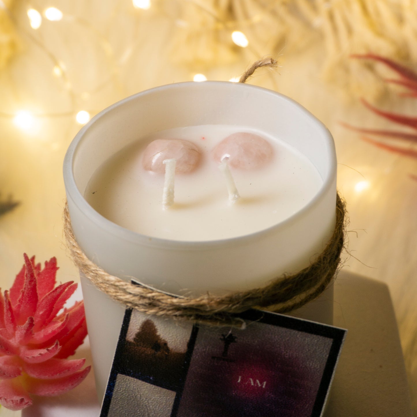 intention Candle Infused with the Healing and Loving Rose Quartz.withs scents of candy dream