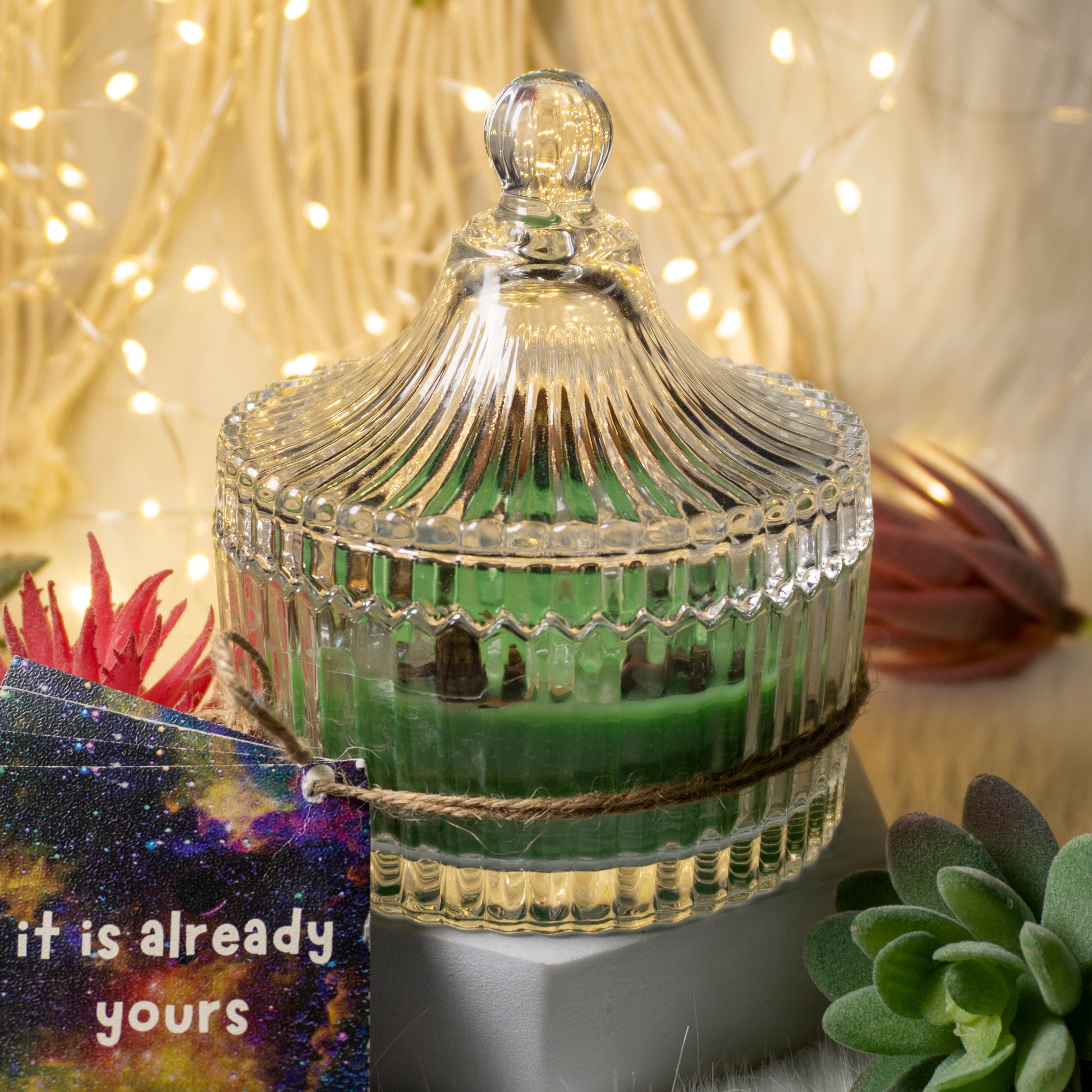 Financial Abundance and Money Magick Intention Candle with the Powerful Properties of Tigers Eye, Pyrite, Malachite, Green Aventurine, Clear Quartz Chips, and Raw Clear Quartz! With scents of cinnamon