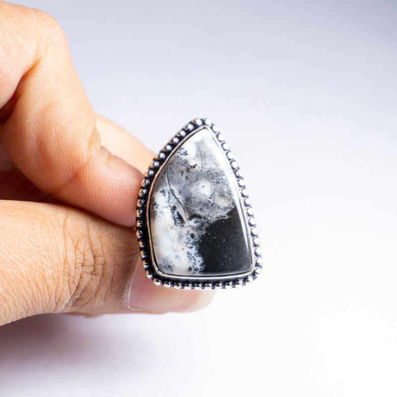 Dendritic Agate Crystal And Stone Ring Jewellery