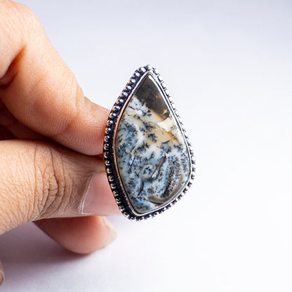 Dendritic Agate Crystal And Stone Ring Jewellery