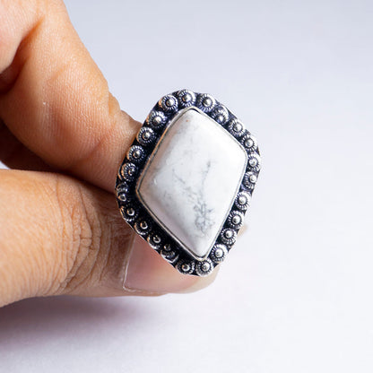 Howlite Crystal And Stone Ring Jewellery