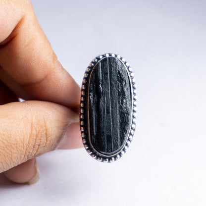 Black Tourmaline Crystal And Stone Ring Jewellery