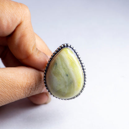 Lemon Njade Crystal And Stone Ring Jewellery