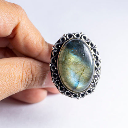 Labradorite Crystal Ring