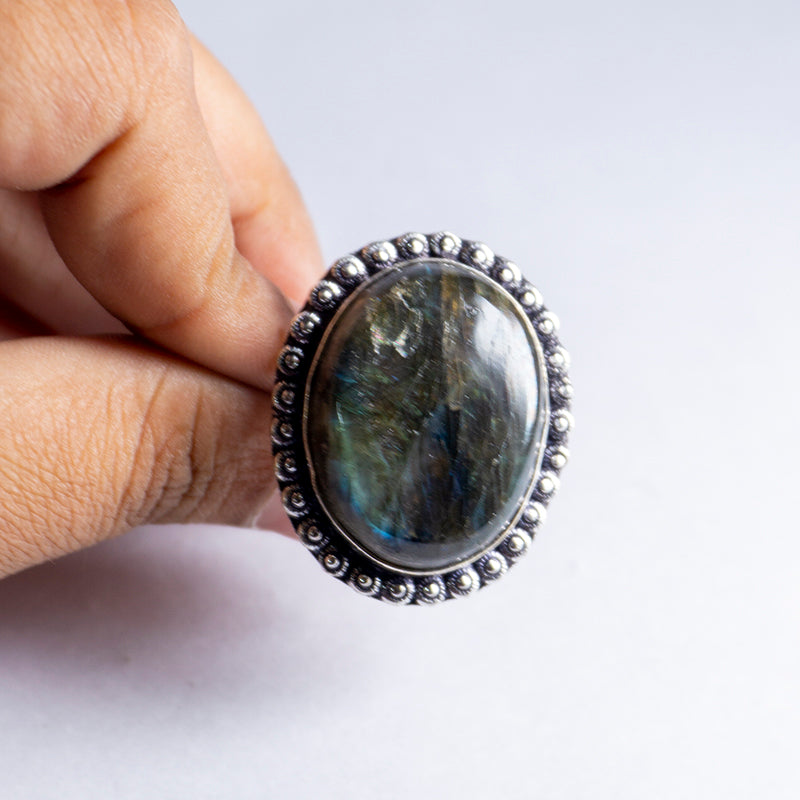 Labradorite Crystal Ring