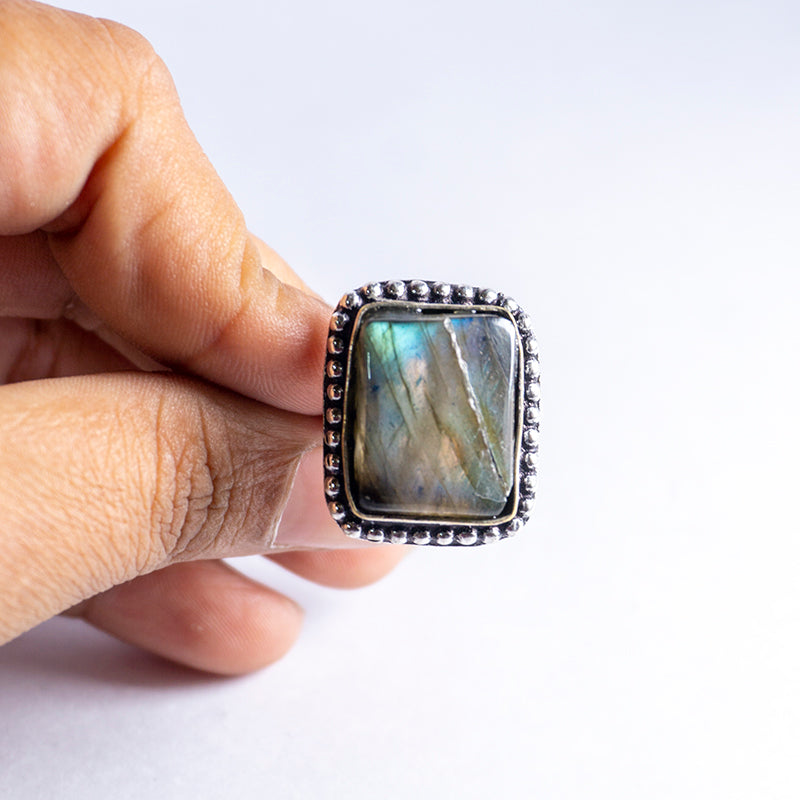 Labradorite Crystal And Stone Ring Jewellery