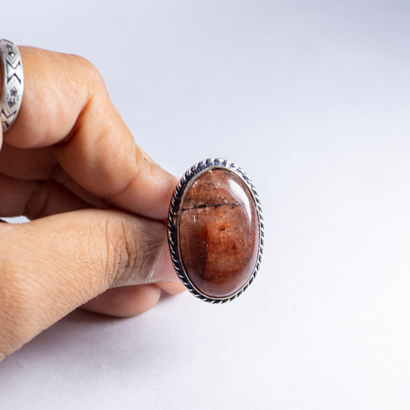 Red Strawberry Quartz Crystal And Stone Ring Jewellery