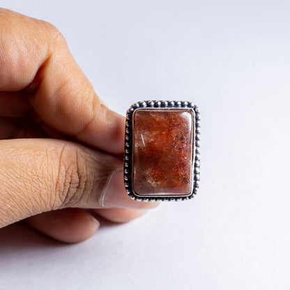 Red Strawberry Quartz Crystal And Stone Ring Jewellery