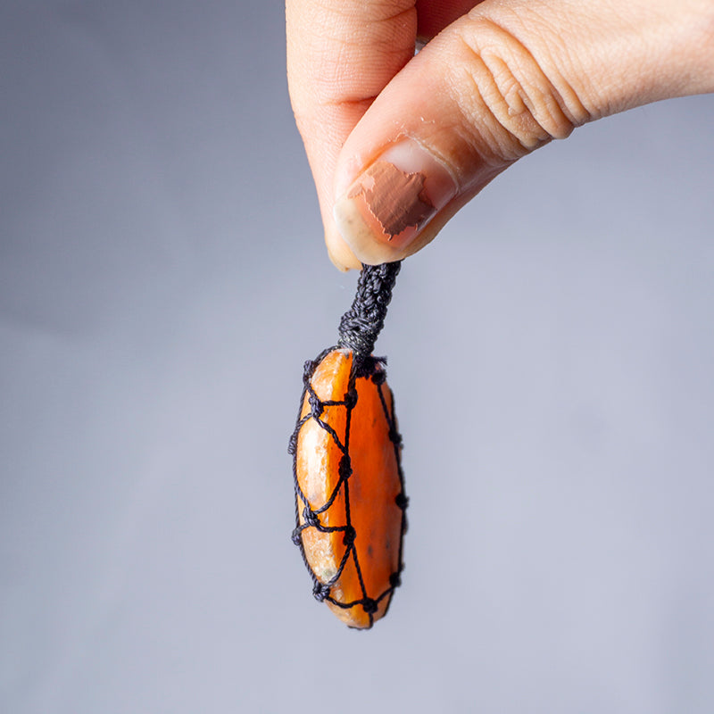 Peach Moonstone Crystal And Stone Necklace Crochet Pendant Jewellery