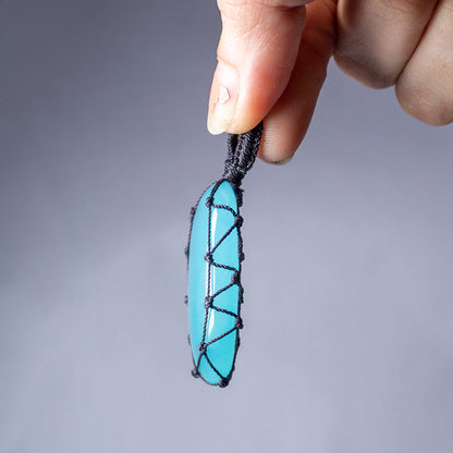 Aqua Onyx Crystal And Stone Necklace Crochet Pendant Jewellery