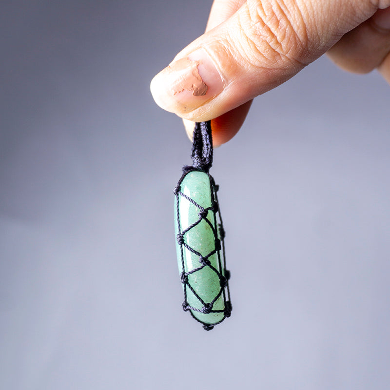 Aqua Onyx Crystal And Stone Necklace Crochet Pendant Jewellery