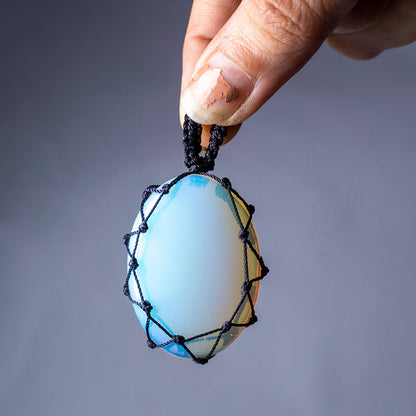 Opalite Crystal And Stone Necklace Crochet Pendant Jewellery