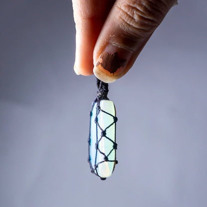 Opalite Crystal And Stone Necklace Crochet Pendant Jewellery